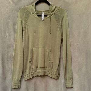 Athleta Olive V-Neck Hooded Sweater